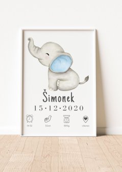 Personalizovaný plakát s údaji o narození miminka - 006