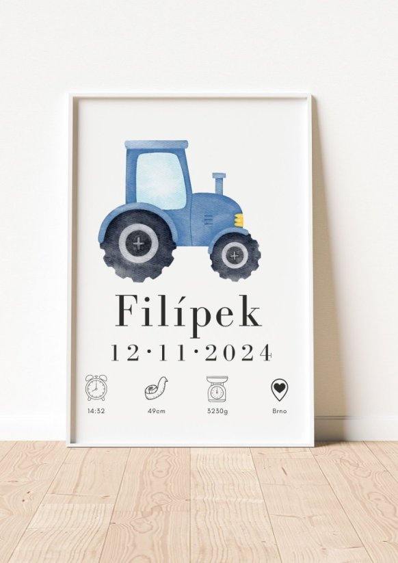Personalizovaný plakát s údaji o narození miminka - 004