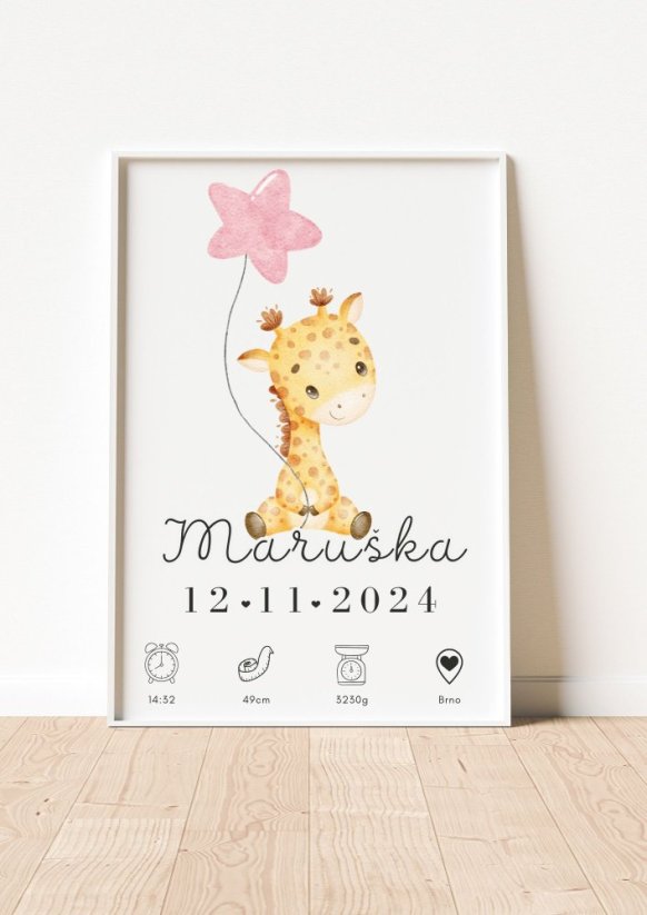 Personalizovaný plakát s údaji o narození miminka - 003