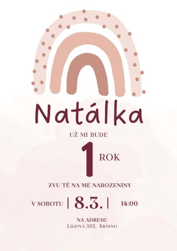 Narozeninová pozvánka  – duha - 06 - Rozměr: A5