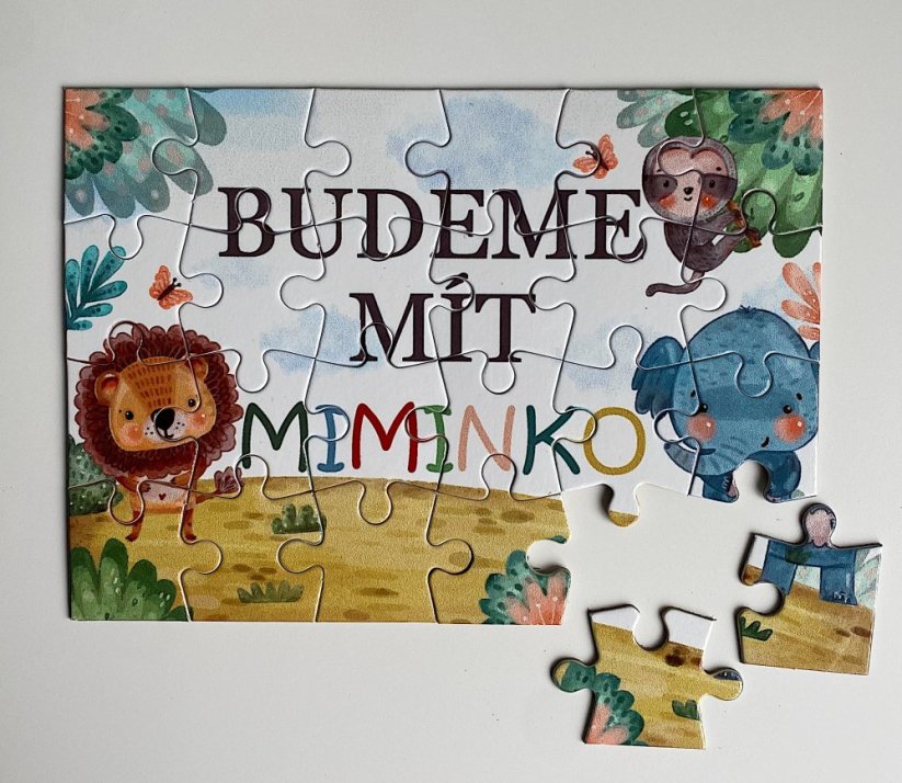 Puzzle - oznámení těhotenství - zvířátka