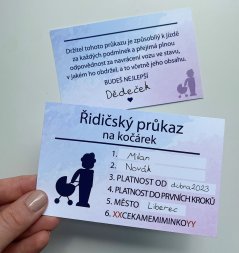 Řidičák a kočárek- modrý  - Oznámení těhotenství