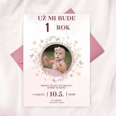 Narozeninová pozvánka  – jemné kytičky - 01
