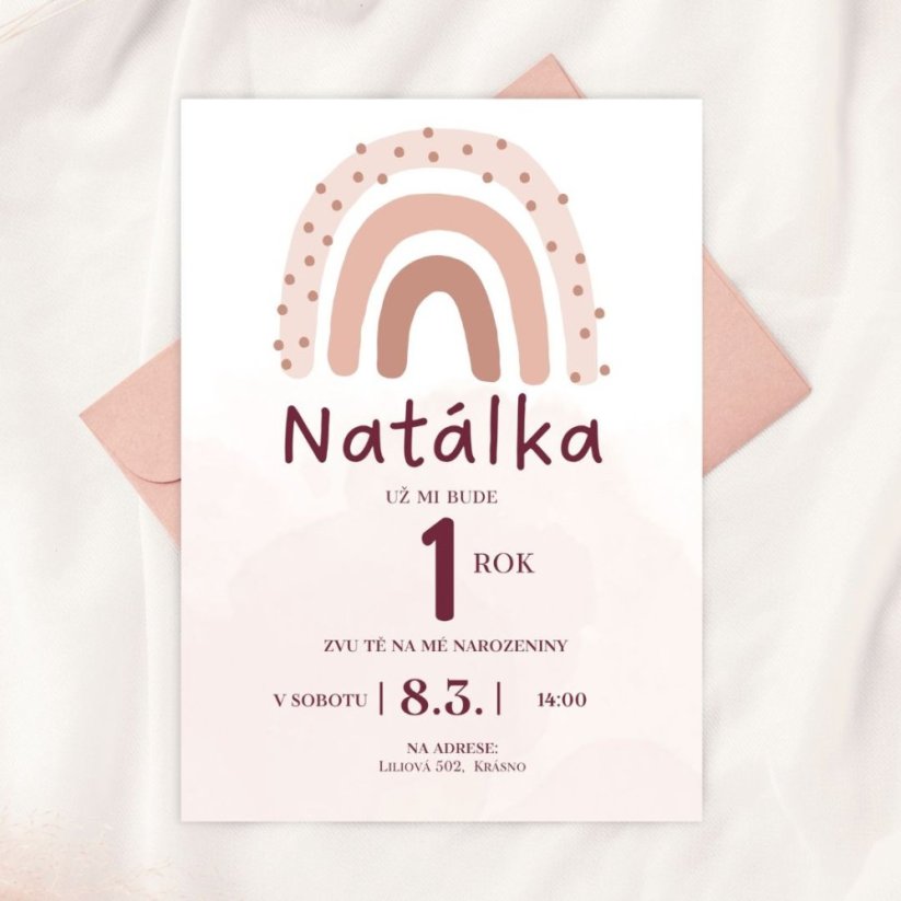 Narozeninová pozvánka  – duha - 06 - Rozměr: A5