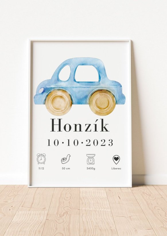 Personalizovaný plakát s údaji o narození miminka - 002