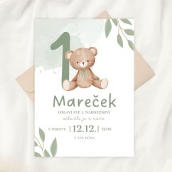 Narozeninová pozvánka  – medvídek - 05 VÍCE VARIANT