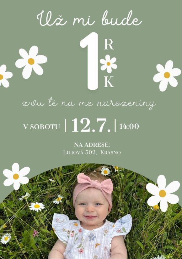 Narozeninová pozvánka  – kopretiny - 09
