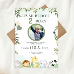 Narozeninová pozvánka  – safari zvířátka - 02